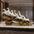 7 Running Horses Showpiece | Luxury Polyresin Horse Sculpture