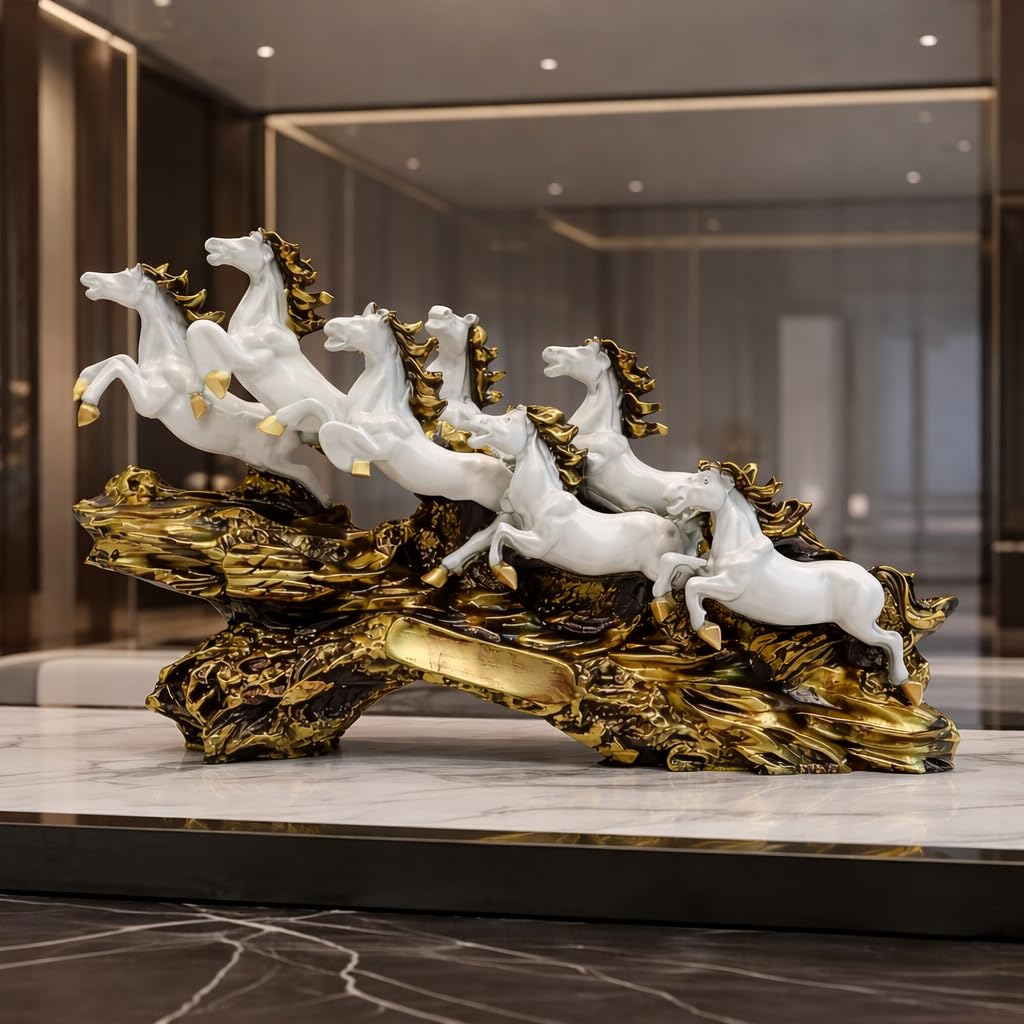 7 Running Horse Golden Statue