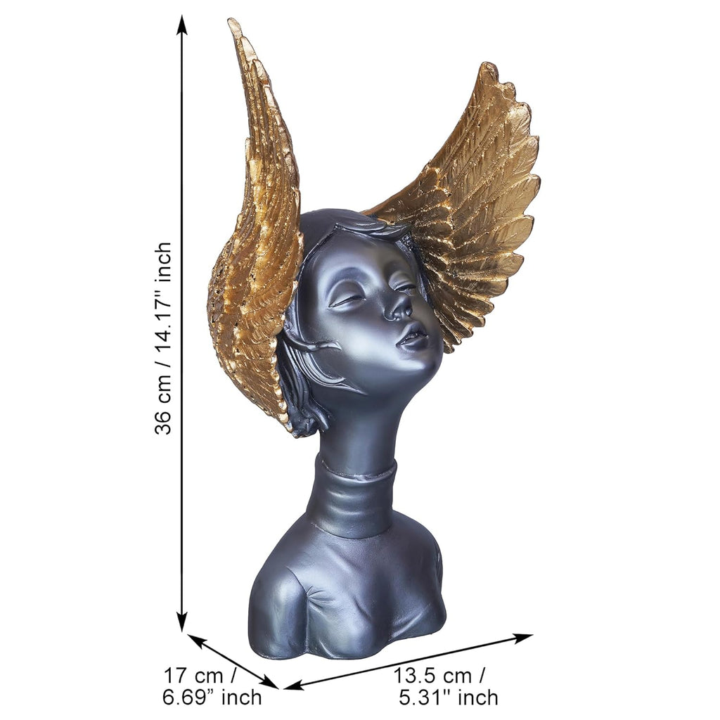 Grey Golden Resin Fairy Lady Statue