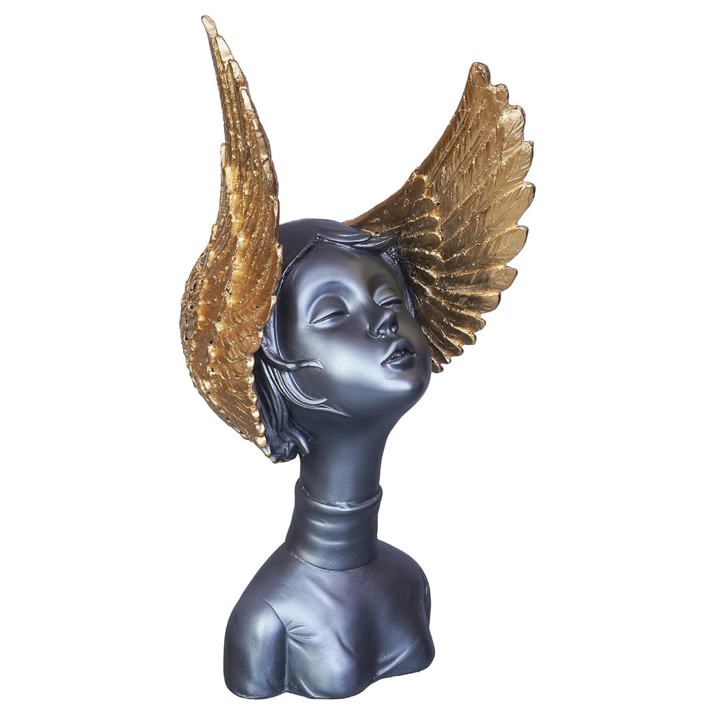 Grey Golden Resin Fairy Lady Statue