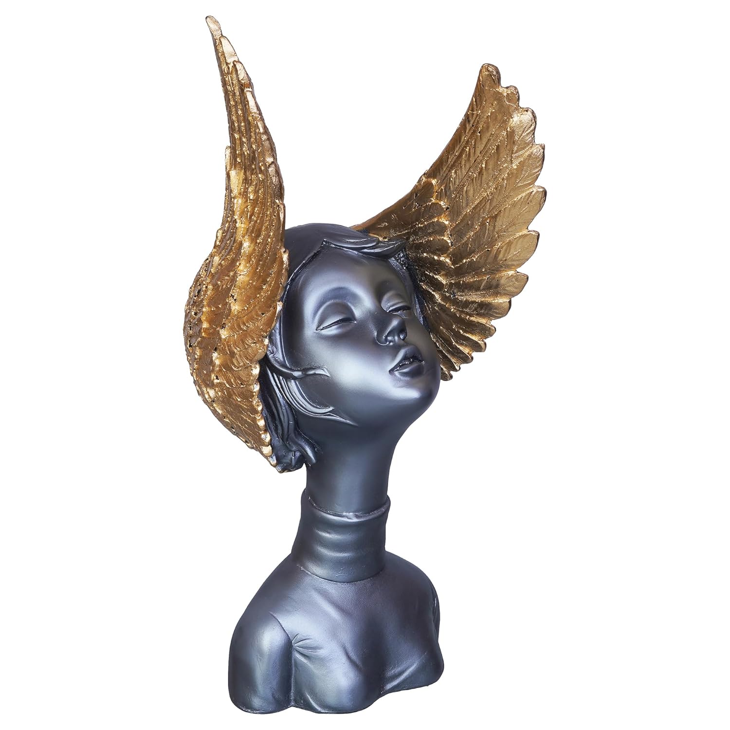 Grey Golden Resin Fairy Lady Statue