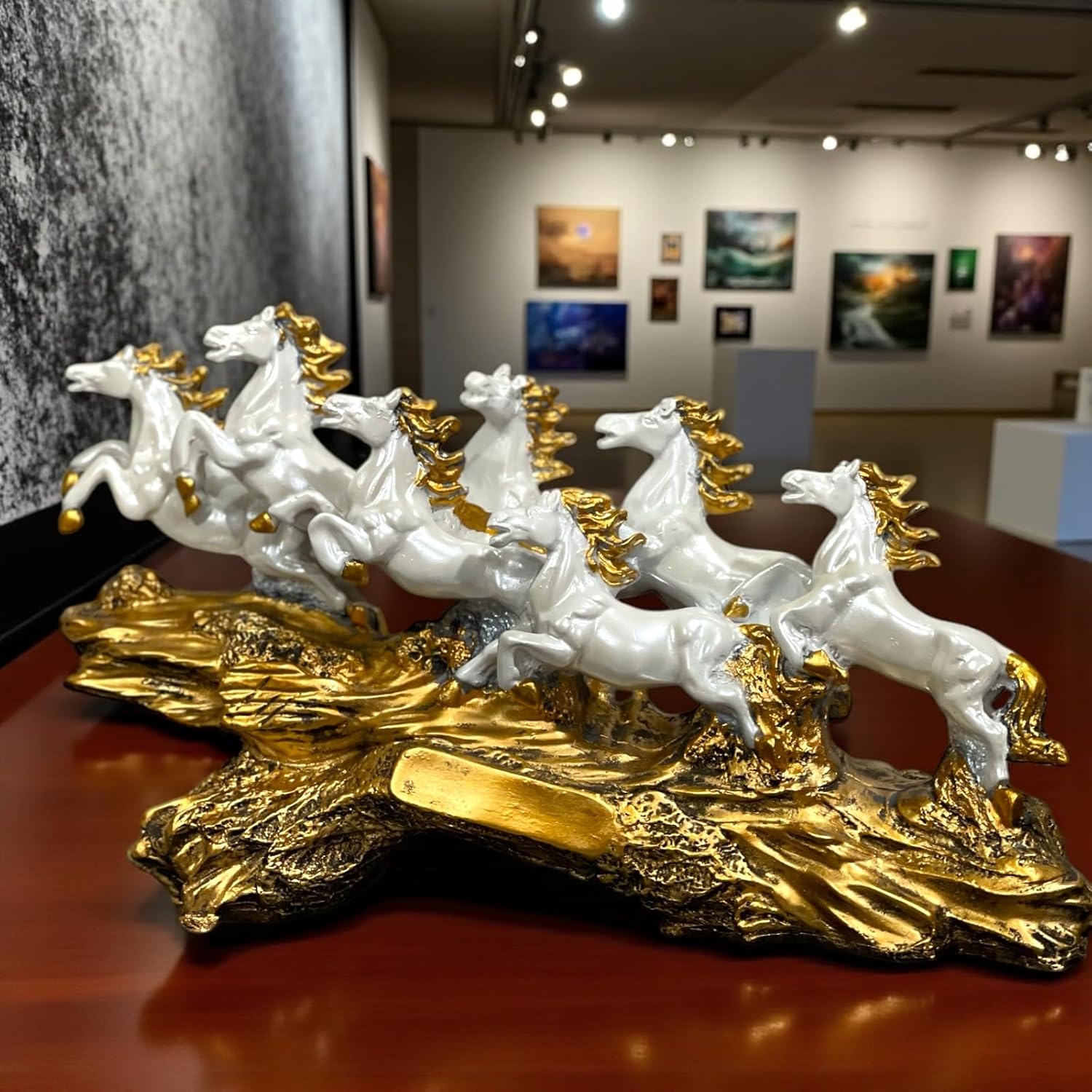 7 Running Horses Showpiece | Luxury Polyresin Horse Sculpture