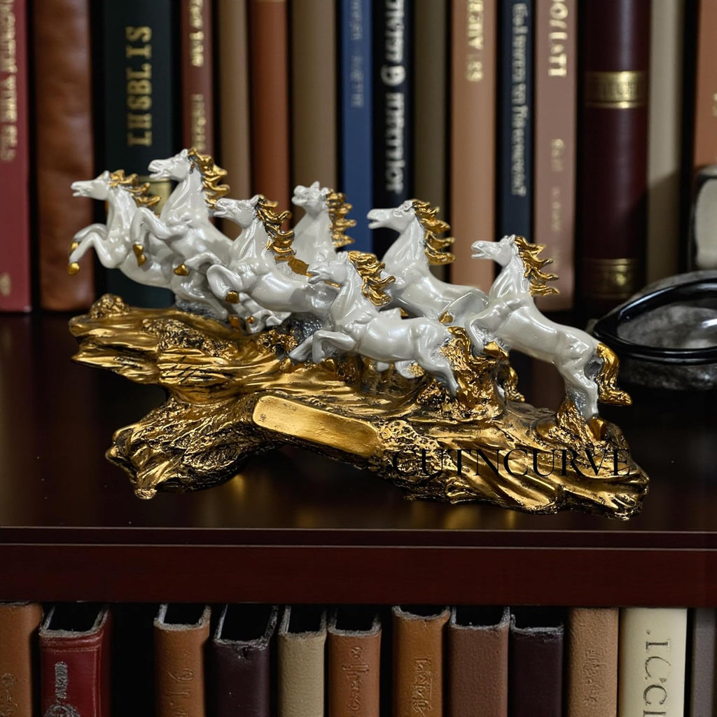 7 Running Horses Showpiece | Luxury Polyresin Horse Sculpture