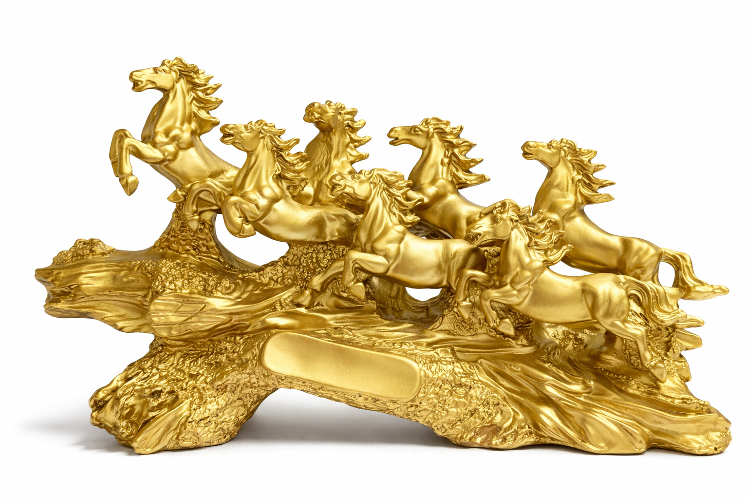 7 Running Horse Golden Statue | Premium Matte & Glossy Finish Decor | 19 Inch Luxury Showpiece | Vastu Feng Shui Horse Figurine for Home & Office