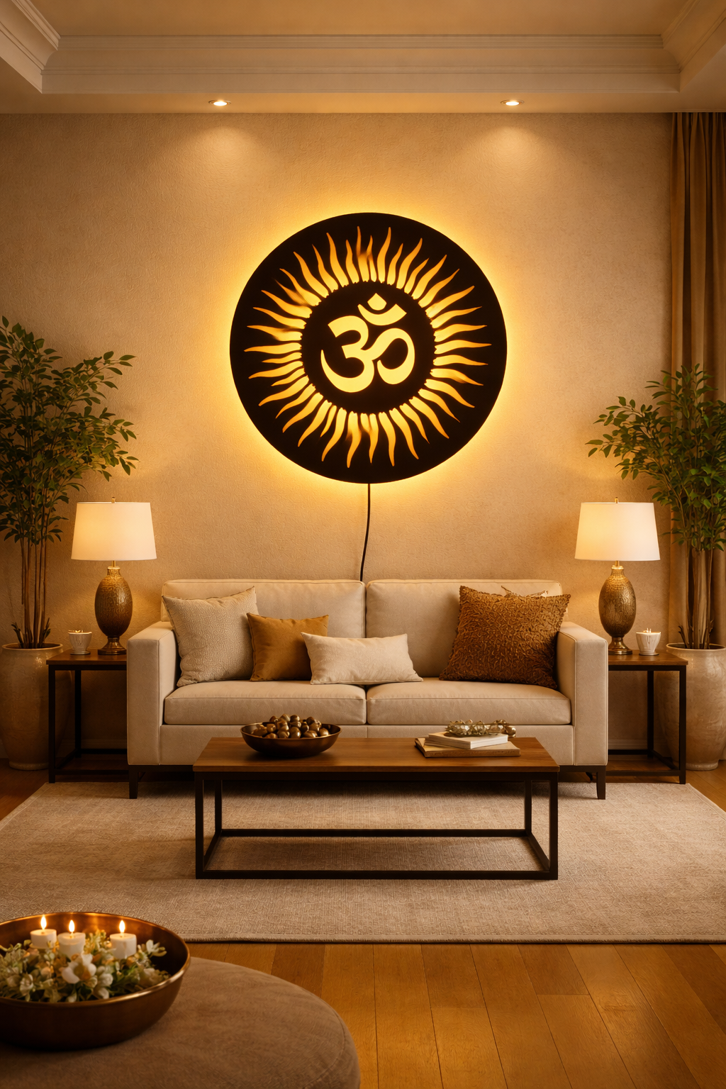 Om LED Wall Light – Acrylic Wooden Warm Glow Wall Decor