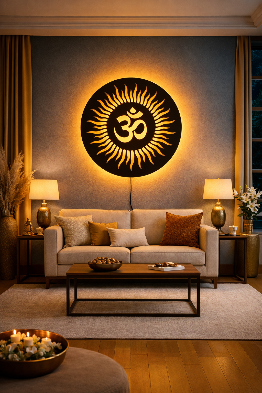 Om LED Wall Light – Acrylic Wooden Warm Glow Wall Decor