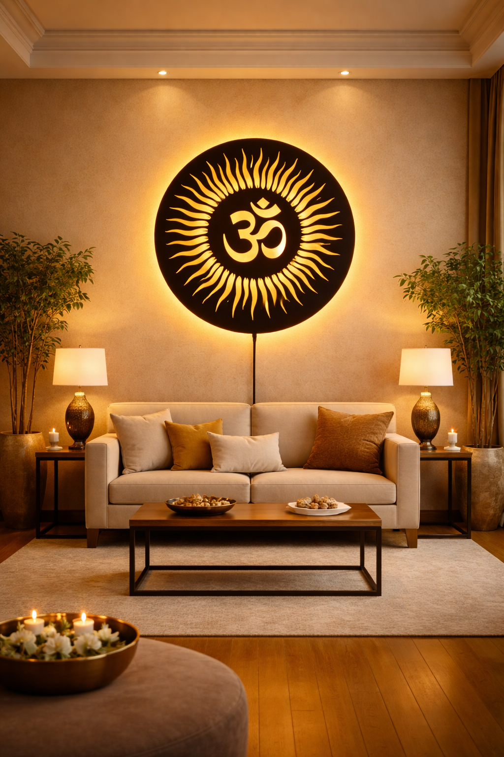 Om LED Wall Light – Acrylic Wooden Warm Glow Wall Decor