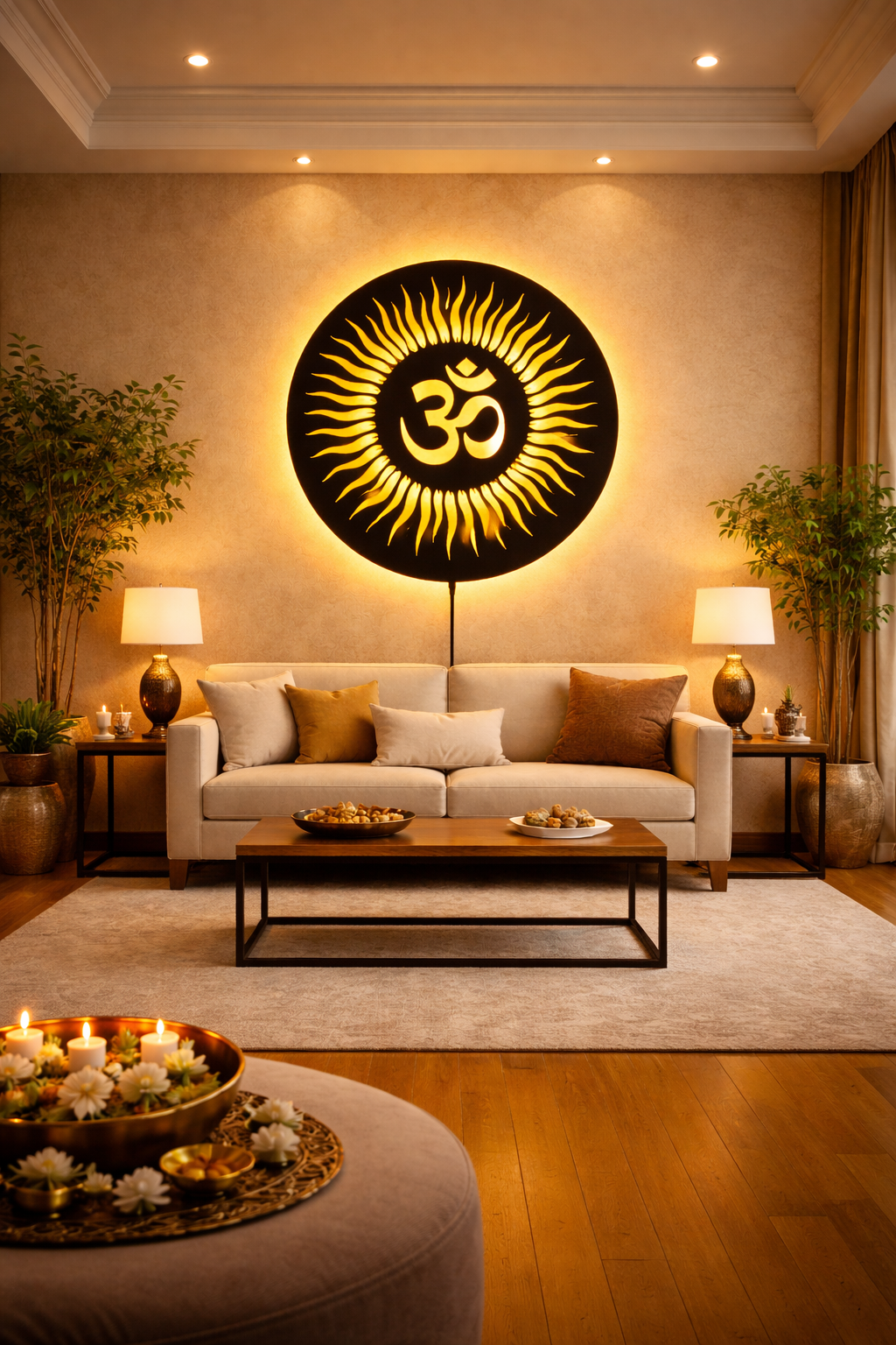 Om LED Wall Light – Acrylic Wooden Warm Glow Wall Decor