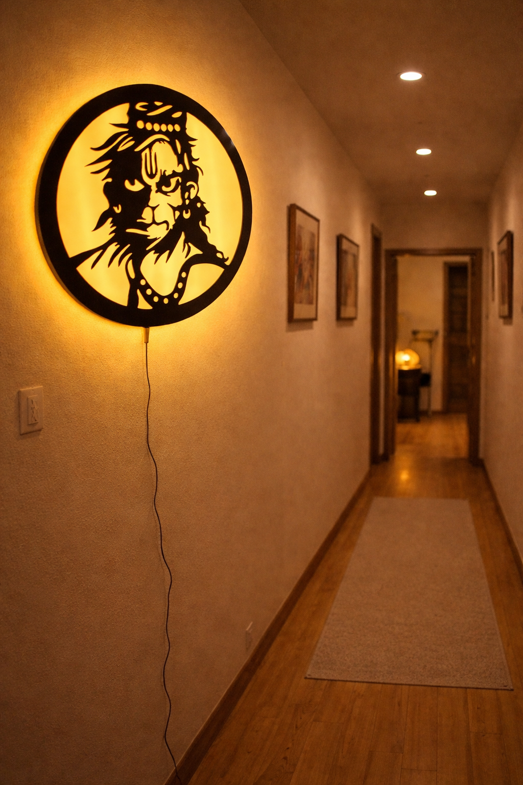 Hanuman Ji LED Wall Art Light | Acrylic MDF Backlit Wall Decor