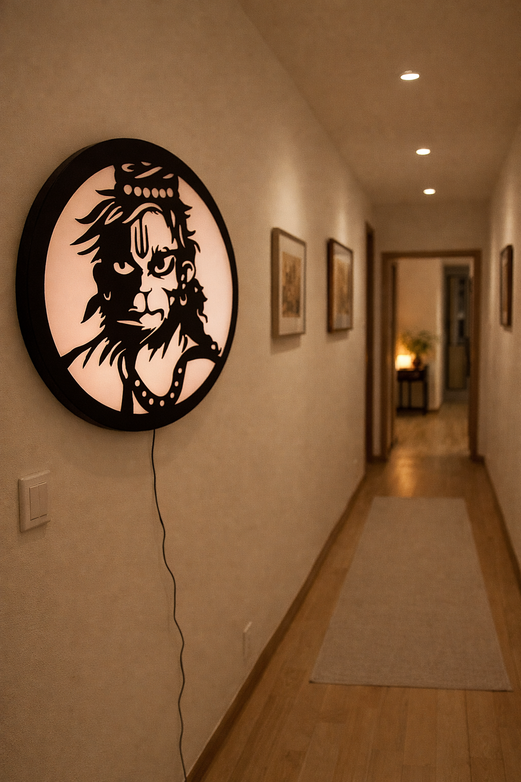 Hanuman Ji LED Wall Art Light | Acrylic MDF Backlit Wall Decor