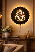Modern Ganesh Wooden Acrylic LED Wall Light | Warm White Backlit