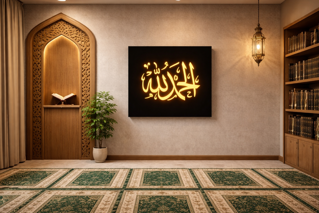 Kalma LED Wall Art 12x12 Inch | Islamic Calligraphy Wall Decor with Warm LED Light
