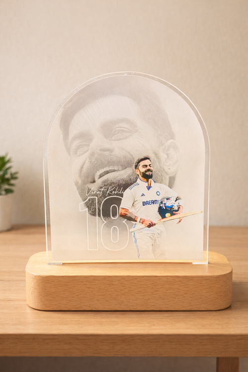 8 Inch Virat Kohli LED Acrylic Lamp | Cricket Fan Night Light