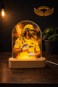 MS Dhoni Acrylic LED Lamp 8 Inch | Cricket Bat Pose Design