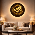 Om LED Wall Art with Trishul Design | MDF Wooden Backlit Wall Decor