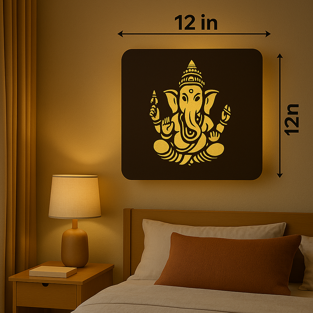 Lord Ganesha LED Wall Art | MDF Wooden Acrylic Backlit Wall Decor