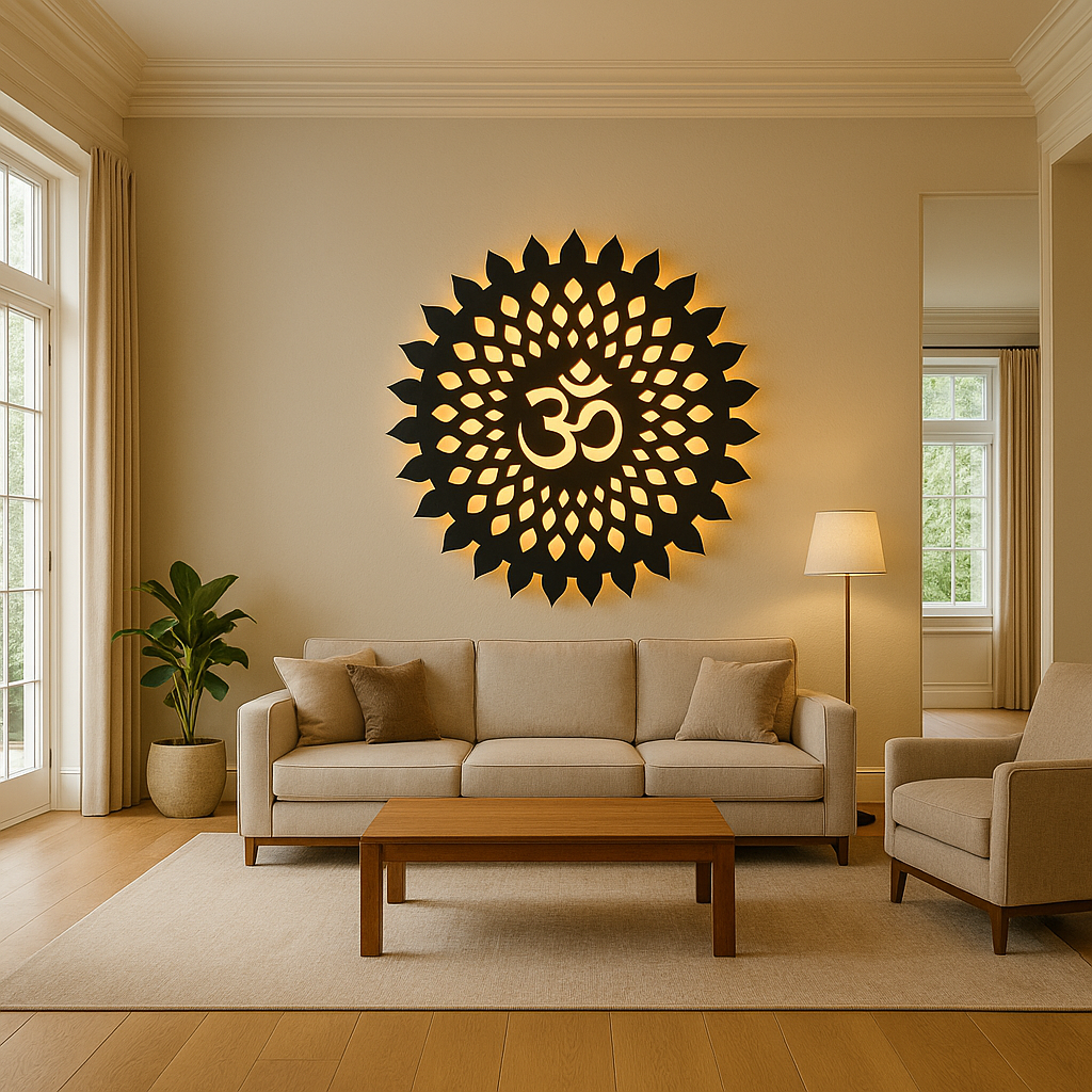 Om Mandala LED Wall Light – Acrylic Wooden Warm Glow Wall Decor
