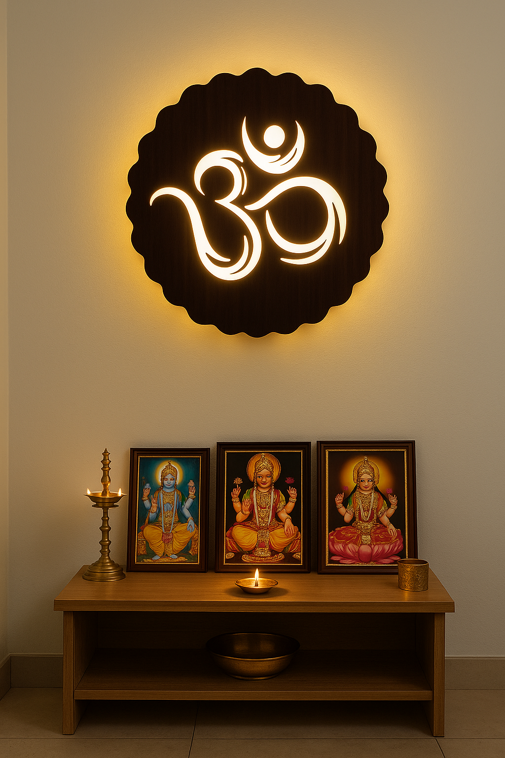 Om LED Wall Art Light | Acrylic MDF Wooden Backlit Wall Decor