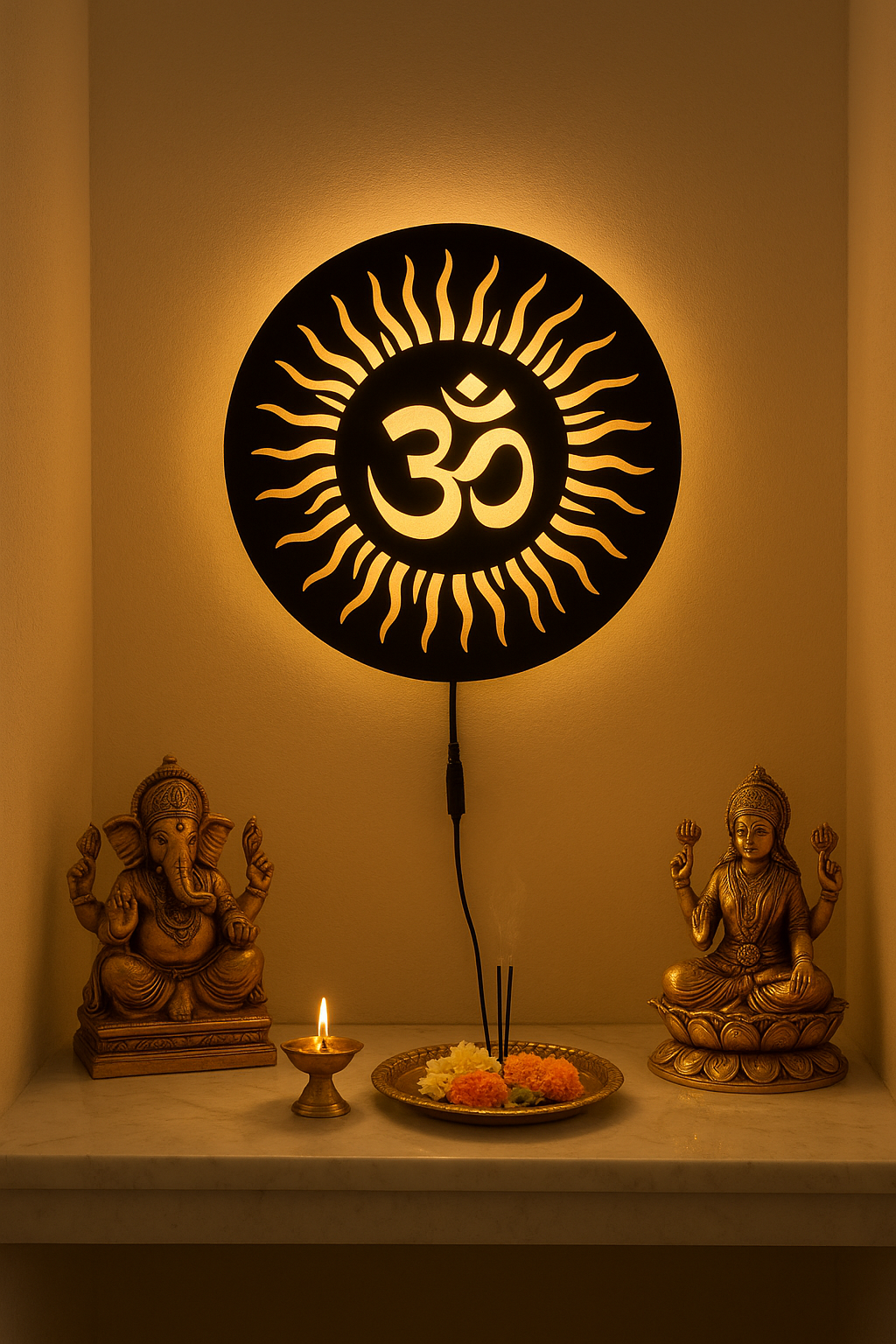 Om LED Wall Light – Acrylic Wooden Warm Glow Wall Decor