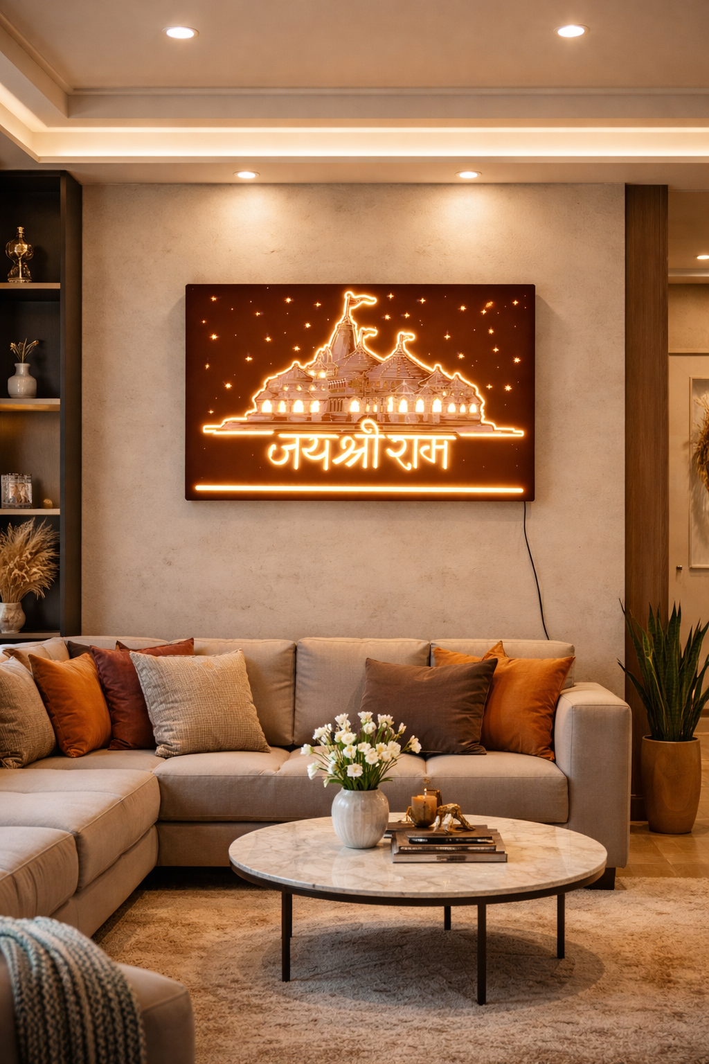 Ram Mandir LED Wall Light with Gold Foil Finish