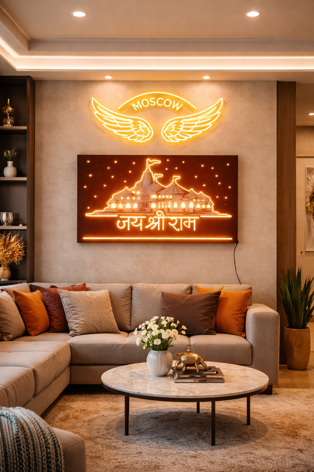 Ram Mandir LED Wall Light with Gold Foil Finish