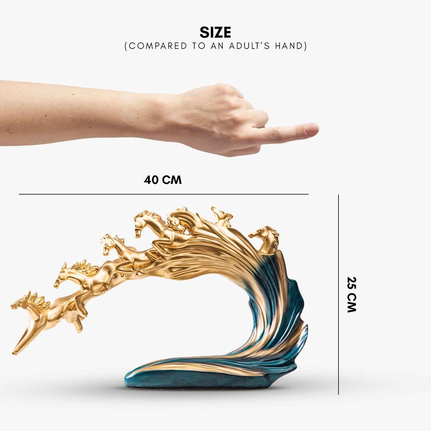 7 Running Horse Statue – Polyresin Luxury Decor | Vastu Feng Shui Positive Energy Sculpture
