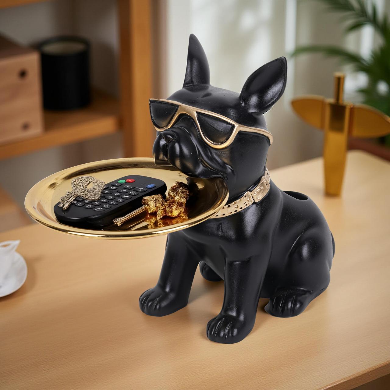 Luxury Bulldog Tray Showpiece with Sunglasses