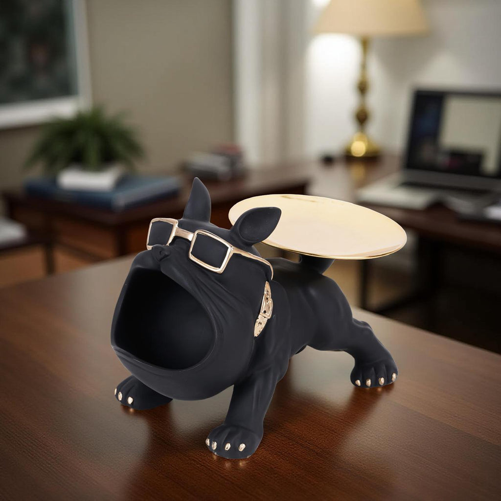 Luxury Bulldog Tray Showpiece with Sunglasses