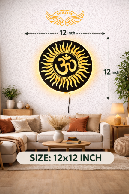 MDF Acrylic LED Wall Light – Om Sun Design (12×12 Inch)